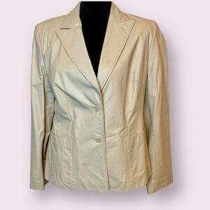 NWT Loft Leather Blazer Jacket Beige Size 12
